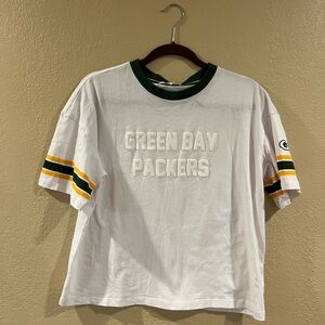 Green Bay Packers Cropped Boxy White T-Shirt